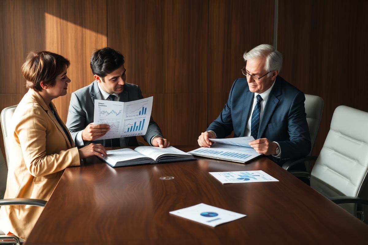 Advisors reviewing investment underwriting