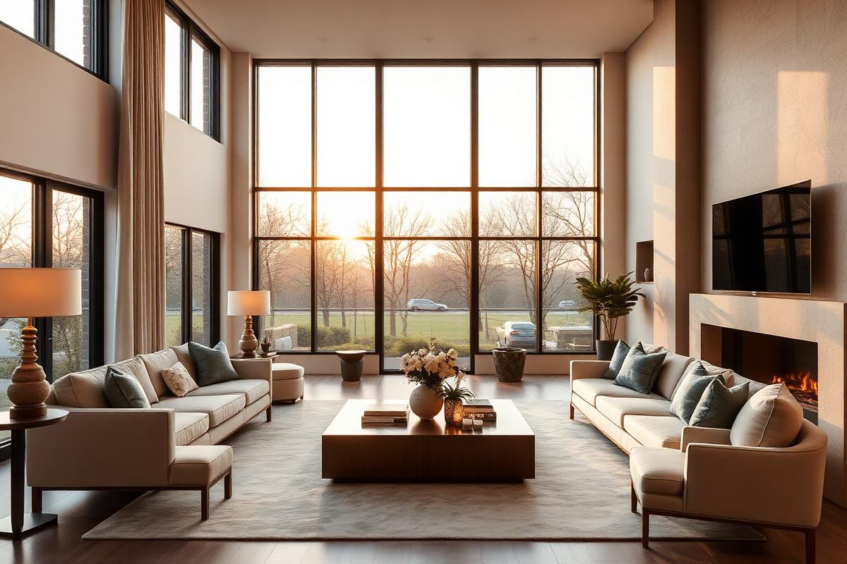 Staged luxury living room prepared for market